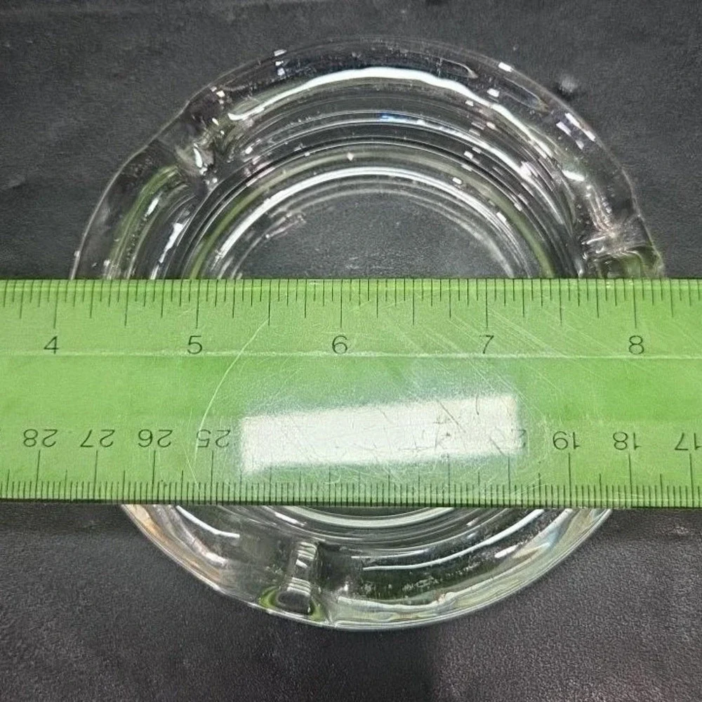 Classic Round Ashtray, 3‎ Notch Design, Thick Clear Glass, Smoking Accessory